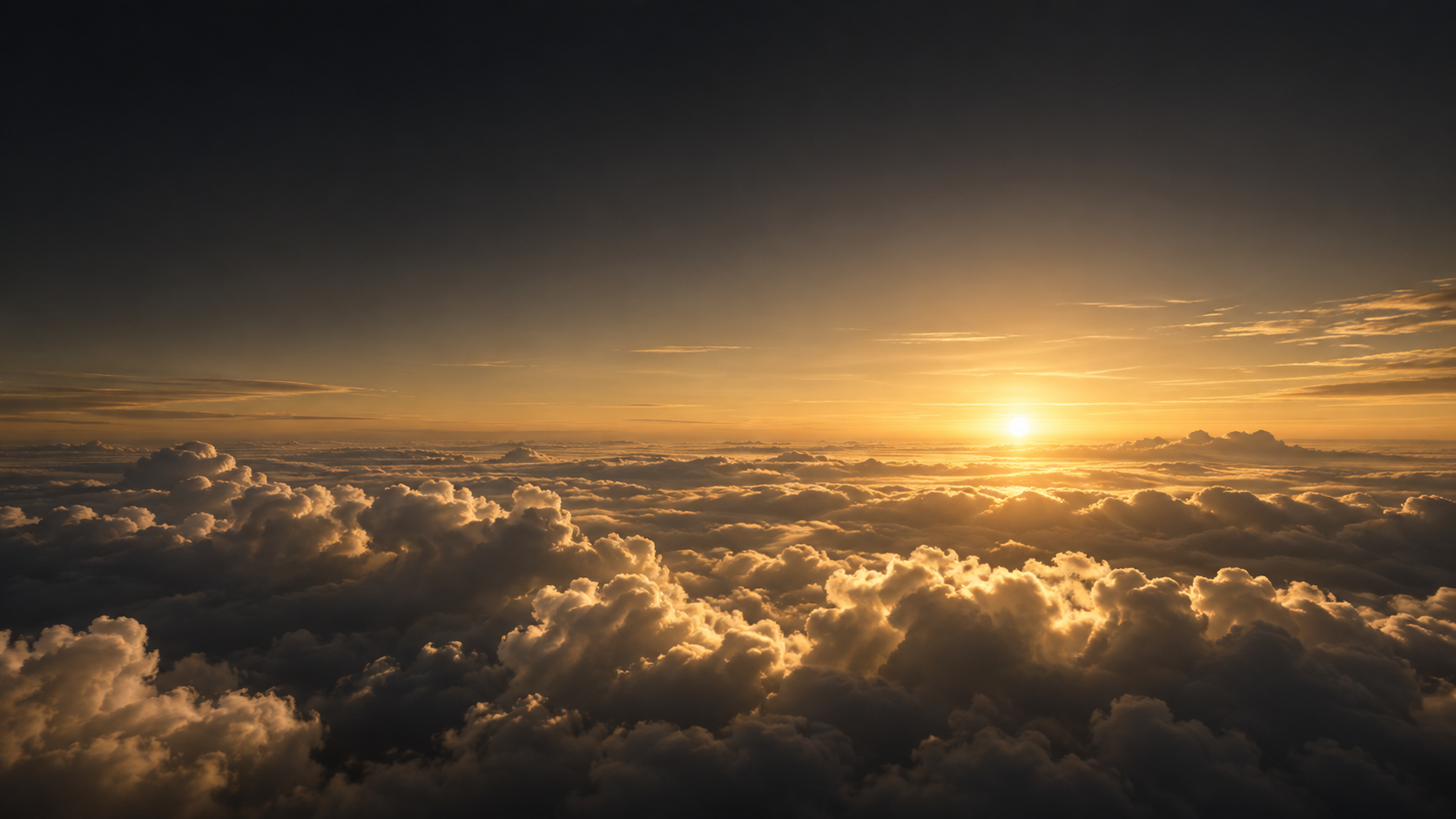 Golden-hour clouds seen from altitude